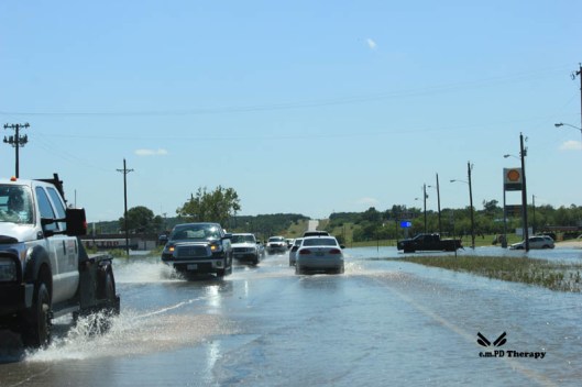 Water flooding the highway
